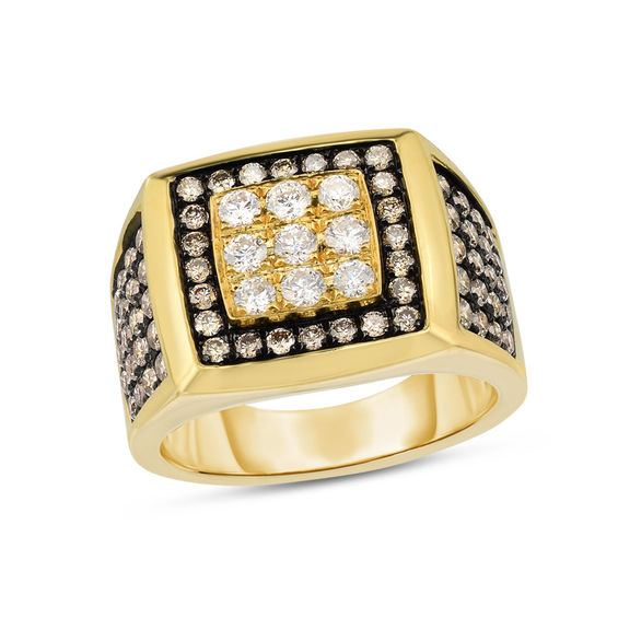 1-1/2 CT. T.w. Champagne and White Diamond Square Composite Ring in 14K Gold