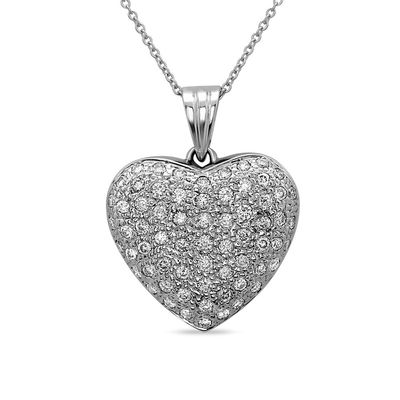 1cttw Double-Sided Diamond Heart Large Pendant - The Jewelry Exchange