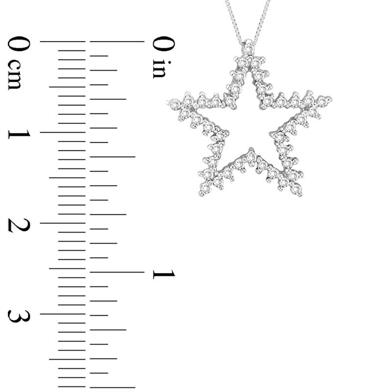 3/8 CT. T.W. Diamond Open Star Pendant in 14K White Gold