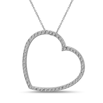 1 CT. T.W. Diamond Tilted Heart Pendant 