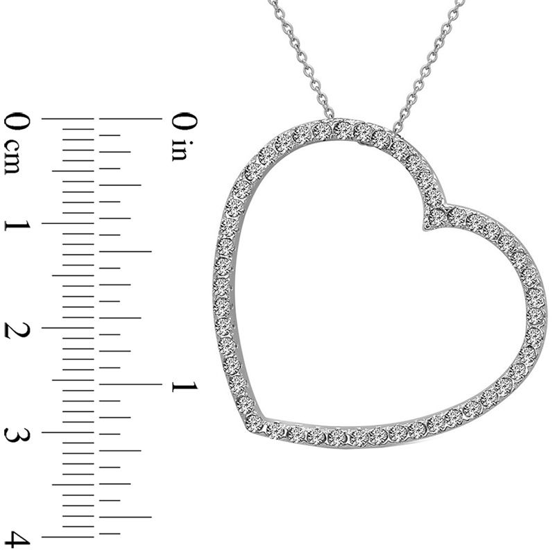 1 CT. T.W. Diamond Tilted Heart Pendant in 14K White Gold