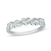 Thumbnail Image 1 of Puffed Alternating Hearts Ring in 10K White Gold