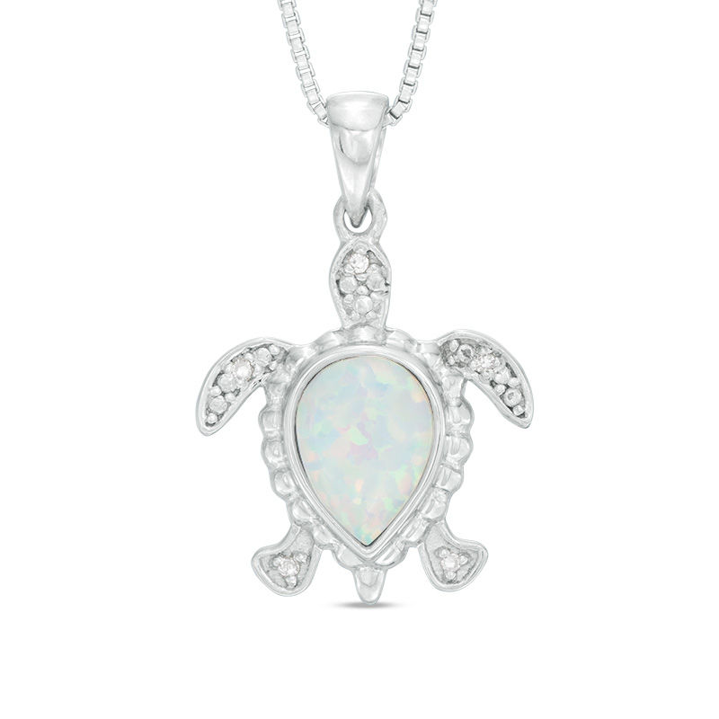 Blue Lab-Created Opal Inlay Starfish and Sea Turtle Pendant in Sterling  Silver | Zales