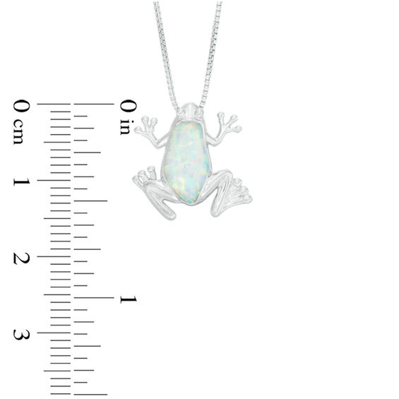 Lab-Created Opal Tree Frog Pendant in Sterling Silver