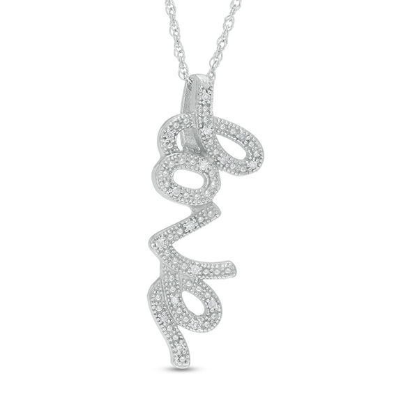 Diamond Accent Cursive "love" Pendant in Sterling Silver