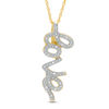 Thumbnail Image 1 of Diamond Accent Cursive "love" Pendant in Sterling Silver with Yellow Rhodium