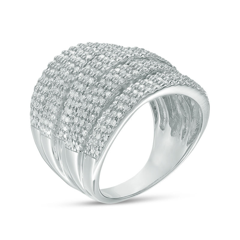 1 CT. T.W. Diamond Multi-Row Stacked Ring in Sterling Silver