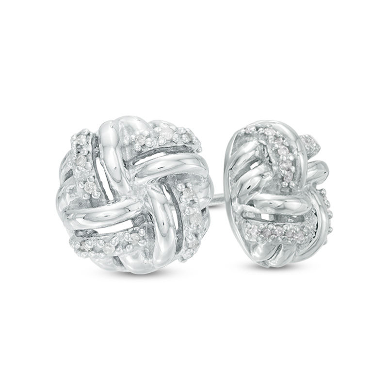 1/10 CT. T.W. Diamond Love Knot Stud Earrings in Sterling Silver