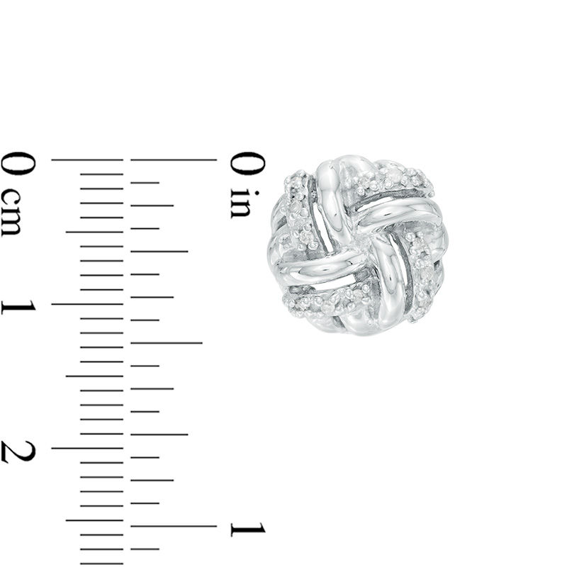 Main Image 2 of 1/10 CT. T.W. Diamond Love Knot Stud Earrings in Sterling Silver