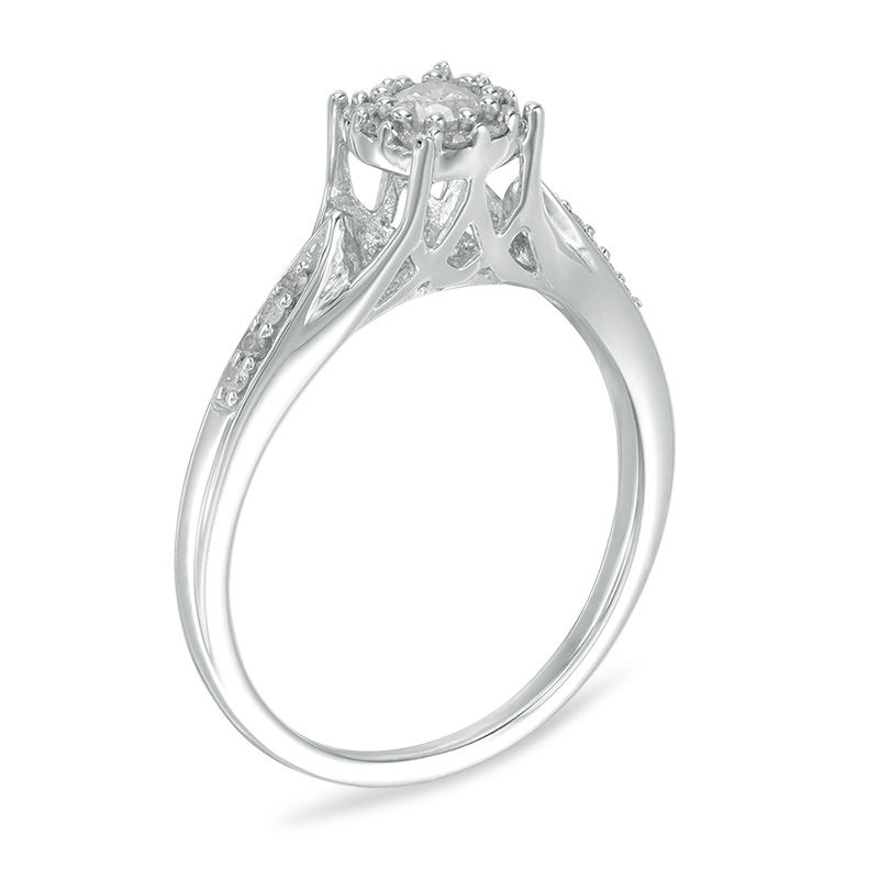 Main Image 2 of 1/4 CT. T.W. Diamond Frame Promise Ring in Sterling Silver
