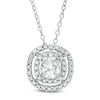 Thumbnail Image 1 of 5.0mm Lab-Created White Sapphire Double Frame Pendant in Sterling Silver