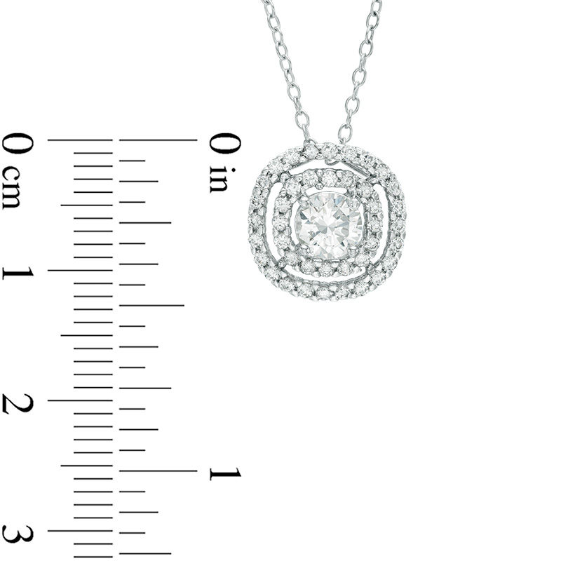 Main Image 2 of 5.0mm Lab-Created White Sapphire Double Frame Pendant in Sterling Silver