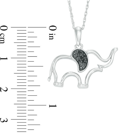 1/15 CT. T.w. Enhanced Black and White Diamond Elephant Pendant in Sterling Silver