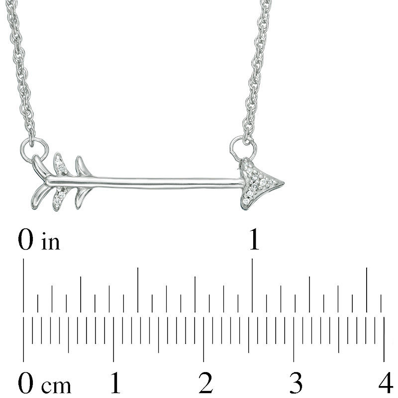 Diamond Accent Sideways Arrow Necklace in Sterling Silver