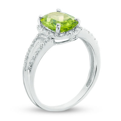 Details about   Amour 10k Yellow Gold Peridot and Diamond Floating Square Halo Ring 