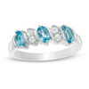 Thumbnail Image 0 of Oval Blue Topaz and White Topaz Five Stone Ring in Sterling Silver