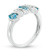 Thumbnail Image 1 of Oval Blue Topaz and White Topaz Five Stone Ring in Sterling Silver