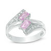 Thumbnail Image 0 of Emerald-Cut Amethyst and White Topaz Bypass Ring in Sterling Silver