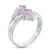 Thumbnail Image 1 of Emerald-Cut Amethyst and White Topaz Bypass Ring in Sterling Silver