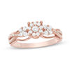Thumbnail Image 0 of 1/2 CT. T.W. Composite Diamond Three Stone Split Shank Engagement Ring in 10K Rose Gold