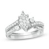 Thumbnail Image 1 of 1/2 CT. T.W. Multi-Diamond Marquise Bypass Bridal Set in 10K White Gold