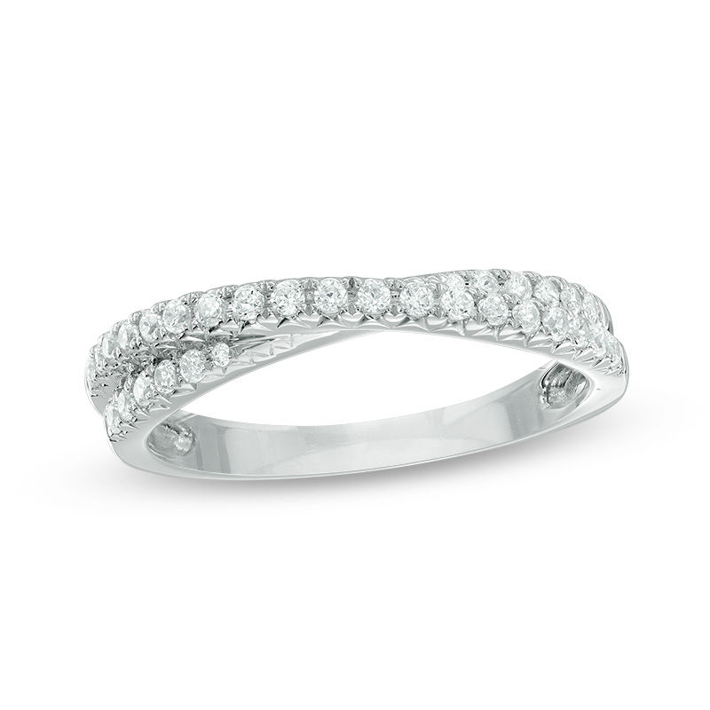 Main Image 1 of 1/3 CT. T.W. Diamond Crossover Anniversary Band in 10K White Gold