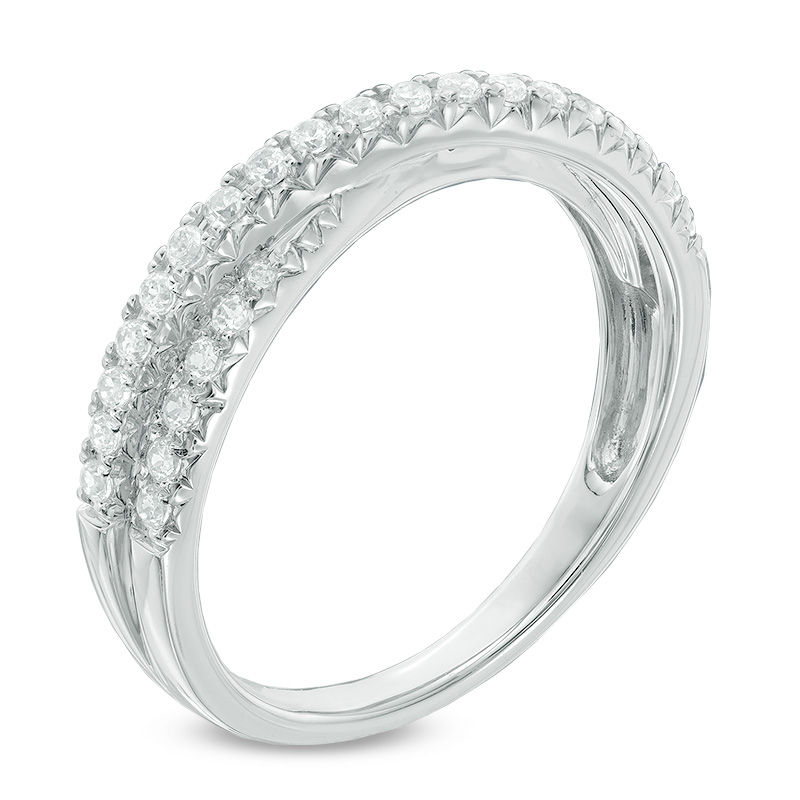 Main Image 2 of 1/3 CT. T.W. Diamond Crossover Anniversary Band in 10K White Gold