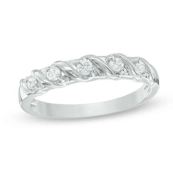1/5 CT. T.w. Diamond Five Stone "S" Anniversary Band in 10K White Gold