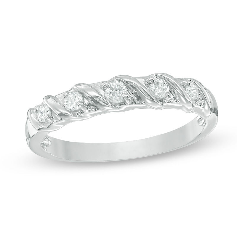 Main Image 1 of 1/5 CT. T.W. Diamond Five Stone "S" Anniversary Band in 10K White Gold