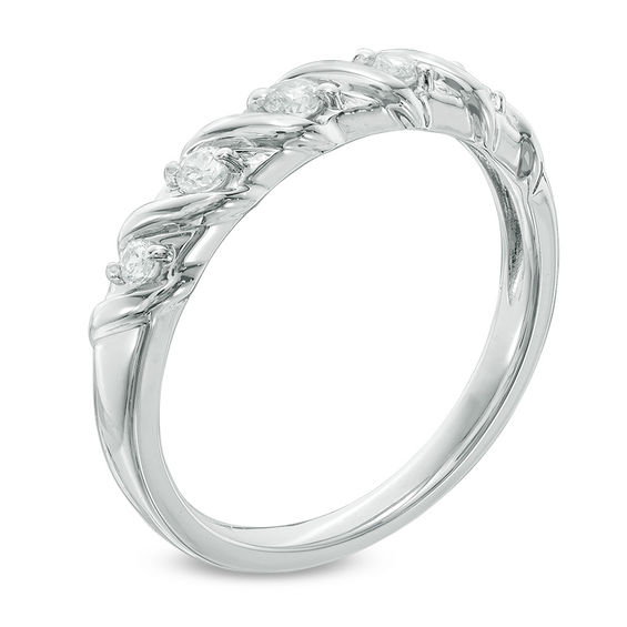 1/5 CT. T.w. Diamond Five Stone "S" Anniversary Band in 10K White Gold