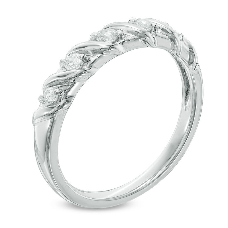 Main Image 2 of 1/5 CT. T.W. Diamond Five Stone "S" Anniversary Band in 10K White Gold