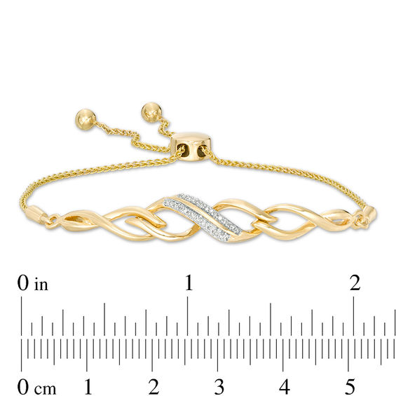 1/15 CT. T.w. Diamond Twist Bolo Bracelet in 10K Gold - 9.5"