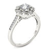 Thumbnail Image 1 of 5/8 CT. T.W. Diamond Flower Frame Vintage-Style Engagement Ring in 14K White Gold