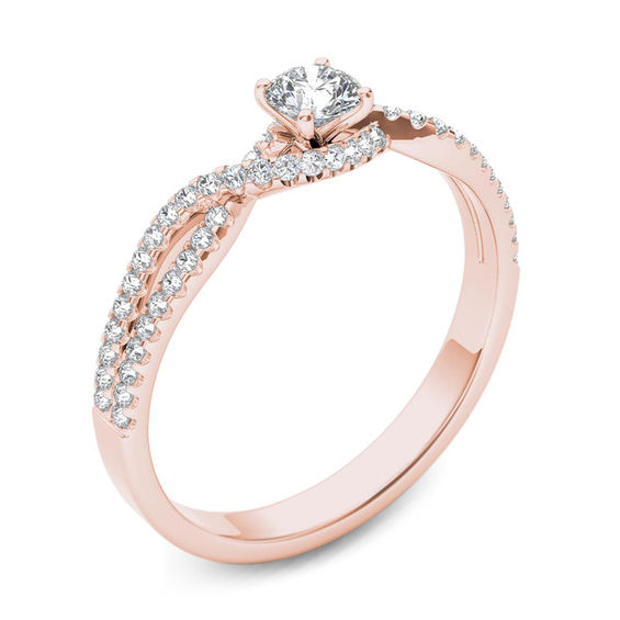 3/8 CT. T.w. Diamond Twist Engagement Ring in 14K Rose Gold