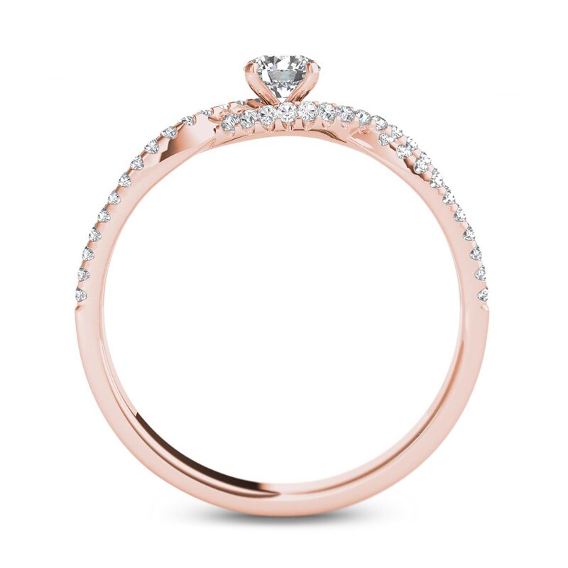 Main Image 3 of 3/8 CT. T.W. Diamond Twist Engagement Ring in 14K Rose Gold
