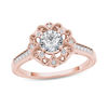 Thumbnail Image 1 of 5/8 CT. T.W. Diamond Flower Frame Vintage-Style Engagement Ring in 14K Rose Gold