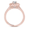 Thumbnail Image 2 of 5/8 CT. T.W. Diamond Flower Frame Vintage-Style Engagement Ring in 14K Rose Gold