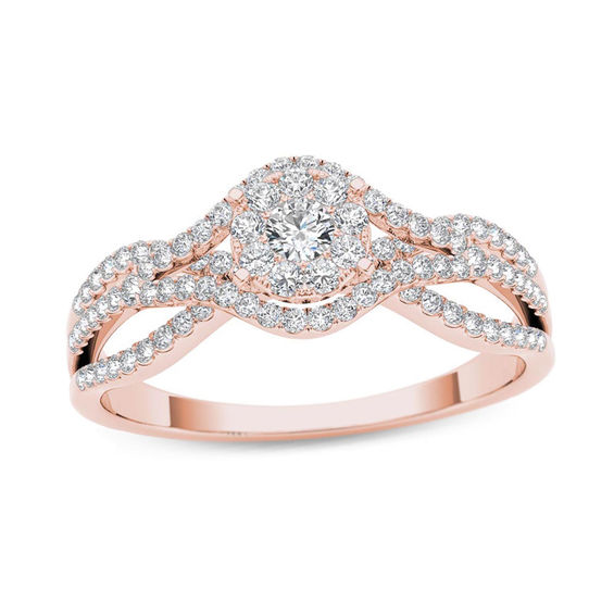 Zales Rose Gold Engagement Ring 3/4 CT. T.W. Diamond Bypass