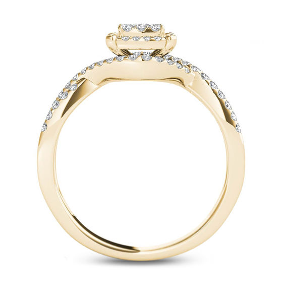 3/8 CT. T.W. Composite Diamond Square Frame Twist Engagement Ring in 14K Gold 3/8 CT. T.W. Composite Diamond Square Frame Twist Engagement Ring in 14K Gold