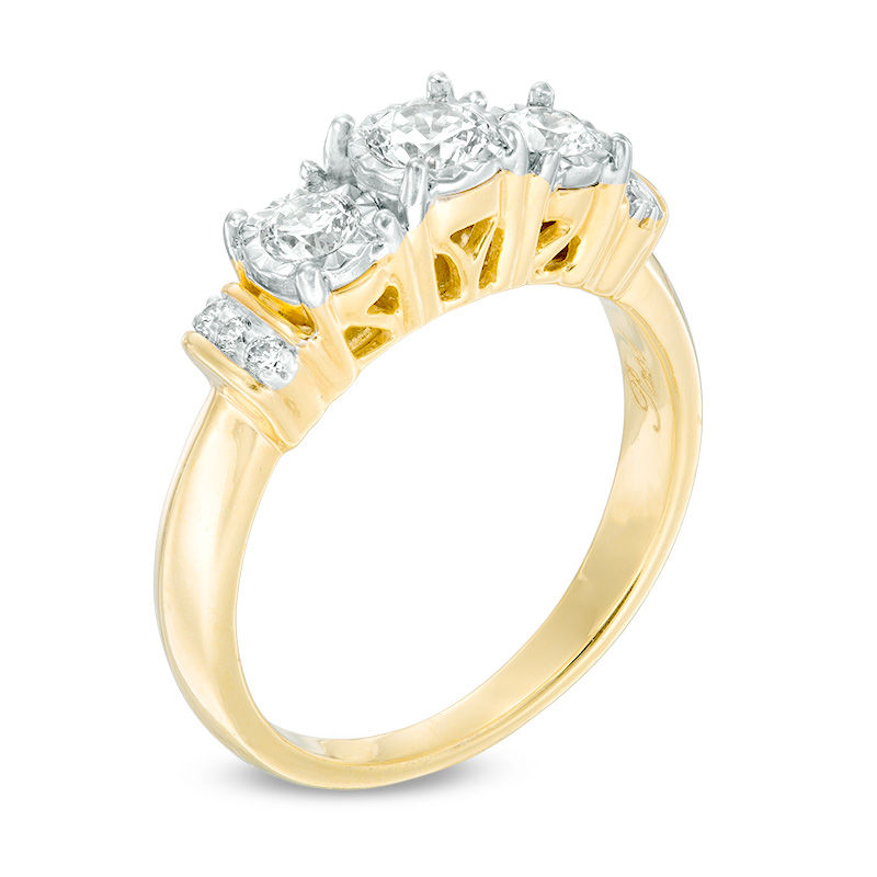 Main Image 2 of 1/2 CT. T.W. Diamond Past Present Future® Collar Engagement Ring in 10K Gold