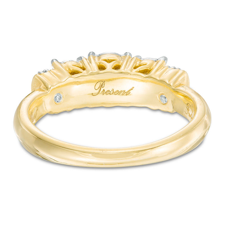 Main Image 3 of 1/2 CT. T.W. Diamond Past Present Future® Collar Engagement Ring in 10K Gold