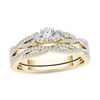 Thumbnail Image 0 of 1/2 CT. T.W. Diamond Three Stone Twist Bridal Set in 14K Gold