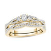 Thumbnail Image 1 of 1/2 CT. T.W. Diamond Three Stone Twist Bridal Set in 14K Gold