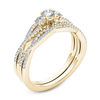 Thumbnail Image 1 of 1/2 CT. T.W. Diamond Three Stone Twist Bridal Set in 14K Gold