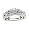 Thumbnail Image 1 of 1/2 CT. T.W. Diamond Three Stone Twist Bridal Set in 14K White Gold