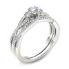 Thumbnail Image 2 of 1/2 CT. T.W. Diamond Three Stone Twist Bridal Set in 14K White Gold