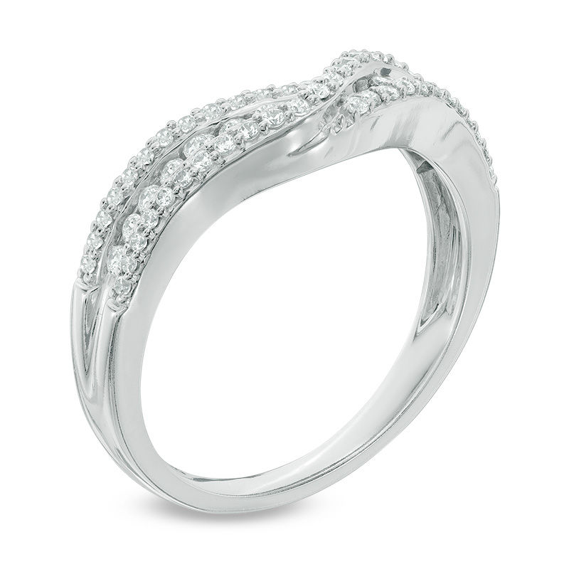 3/8 CT. T.W. Diamond Crossover Contour Band in 14K White Gold