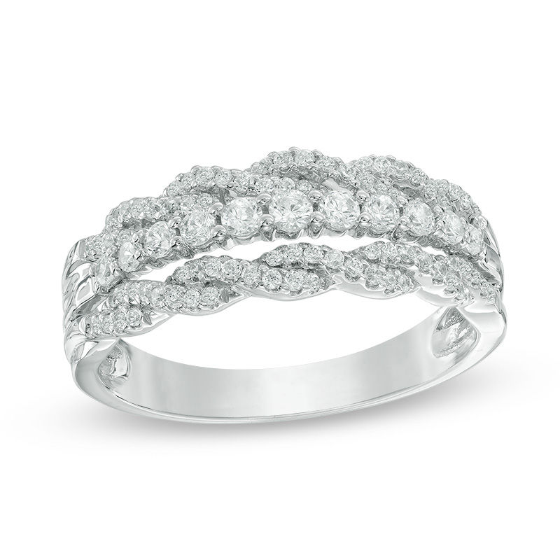 Main Image 1 of 1/2 CT. T.W. Diamond Multi-Row Anniversary Band in 10K White Gold