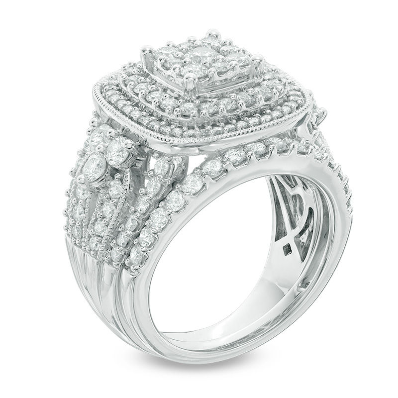 Main Image 2 of 2-1/4 CT. T.W. Composite Diamond Cushion Frame Bridal Set in 14K White Gold