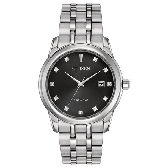 Men's Citizen Eco-DriveÂ® Diamond Accent Watch with Black Dial (Model: Bm7340-55E)